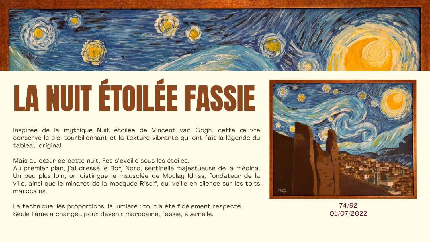 La Nuit Étoilée Fassie: Van Gogh homage featuring Borj Nord and Fez Medina