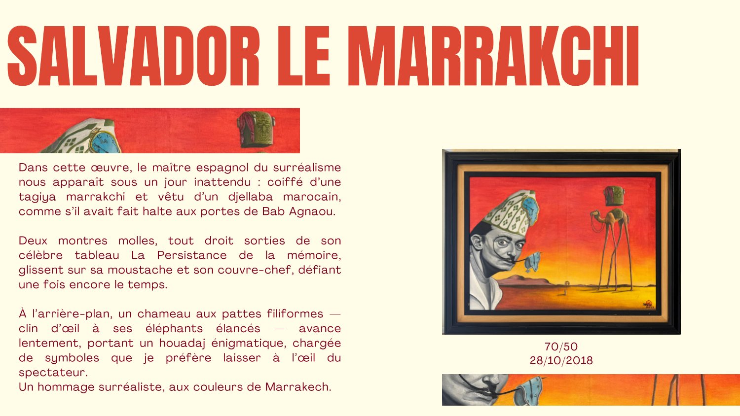 Salvador Le Marrakchi: Dali surrealist homage at Bab Agnaou with melting clock