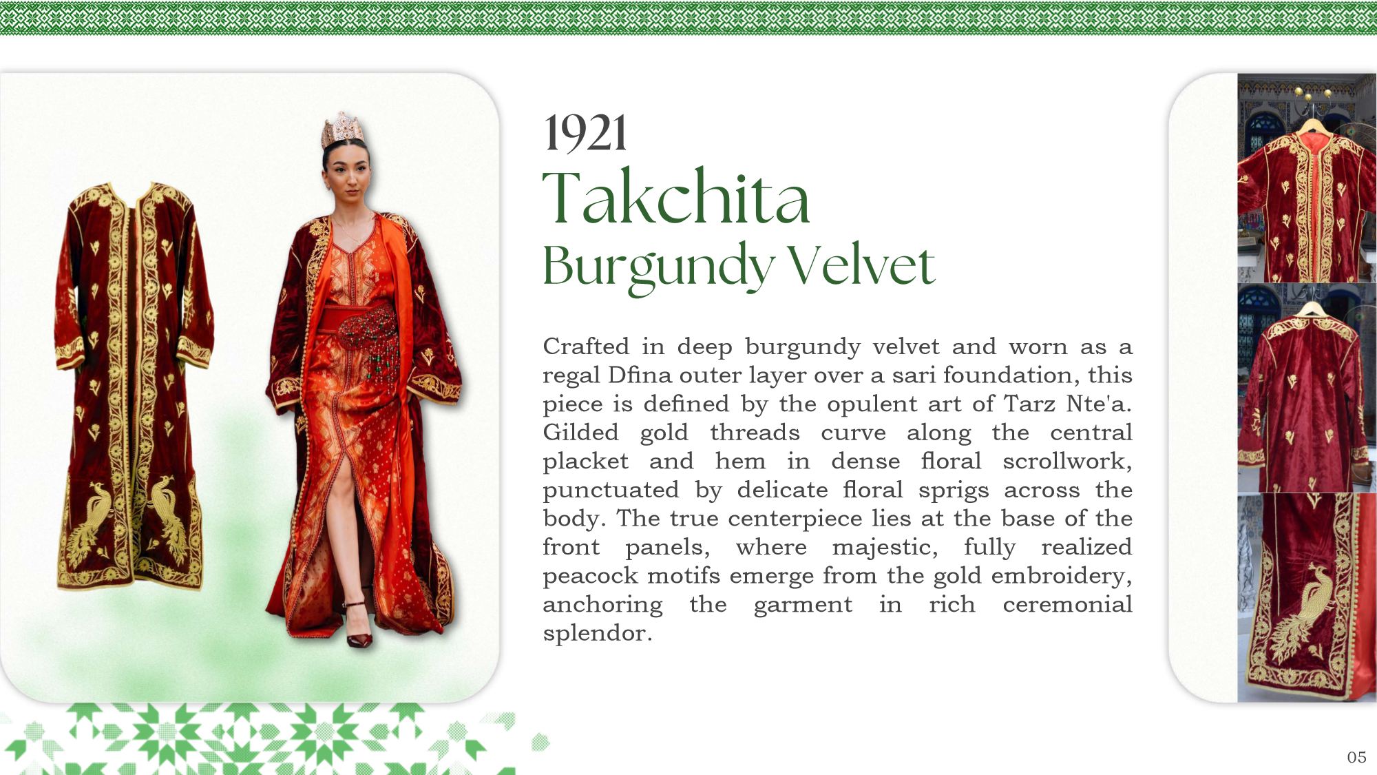 1921 Takchita Burgundy Velvet with Tarz Ntaa gold thread