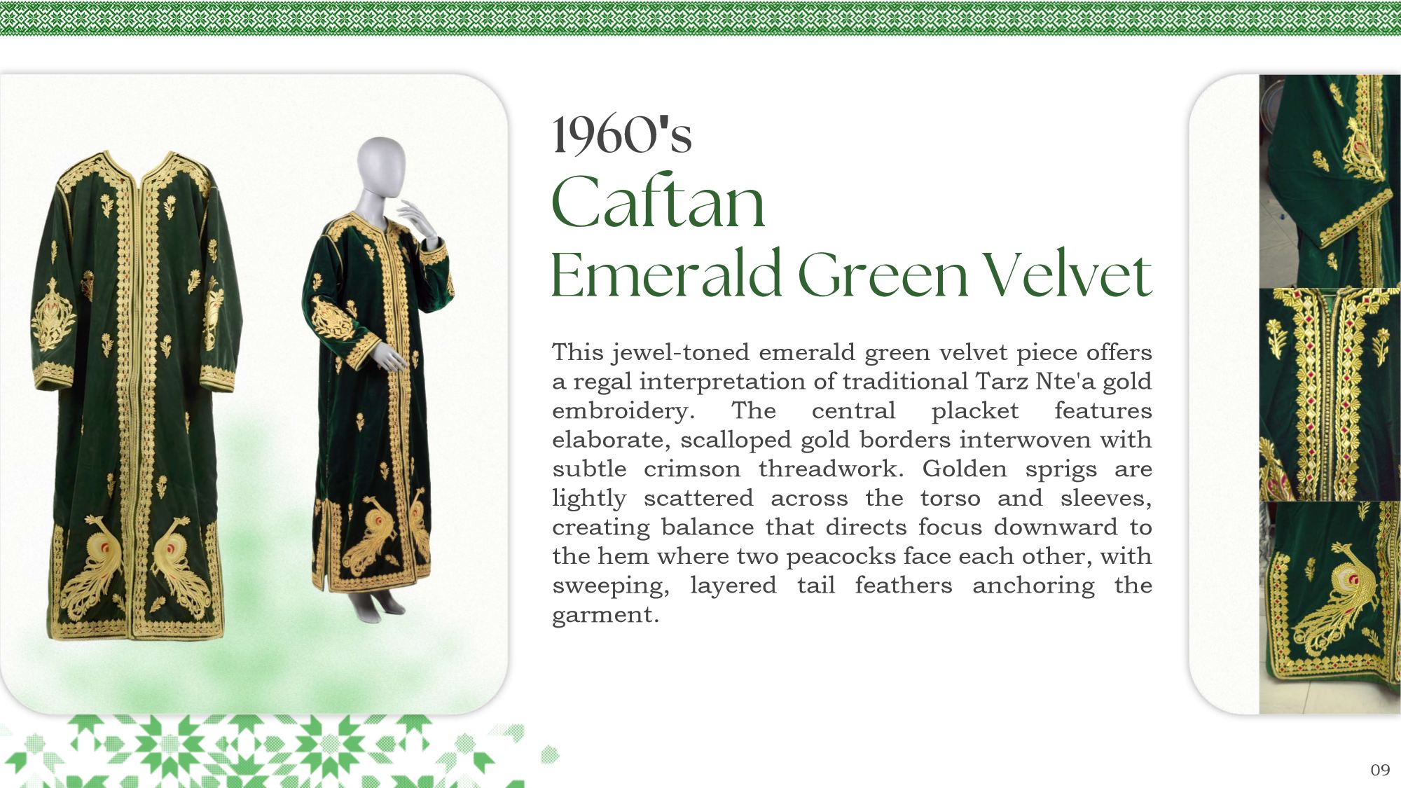 1960s Caftan Emerald Green Velvet